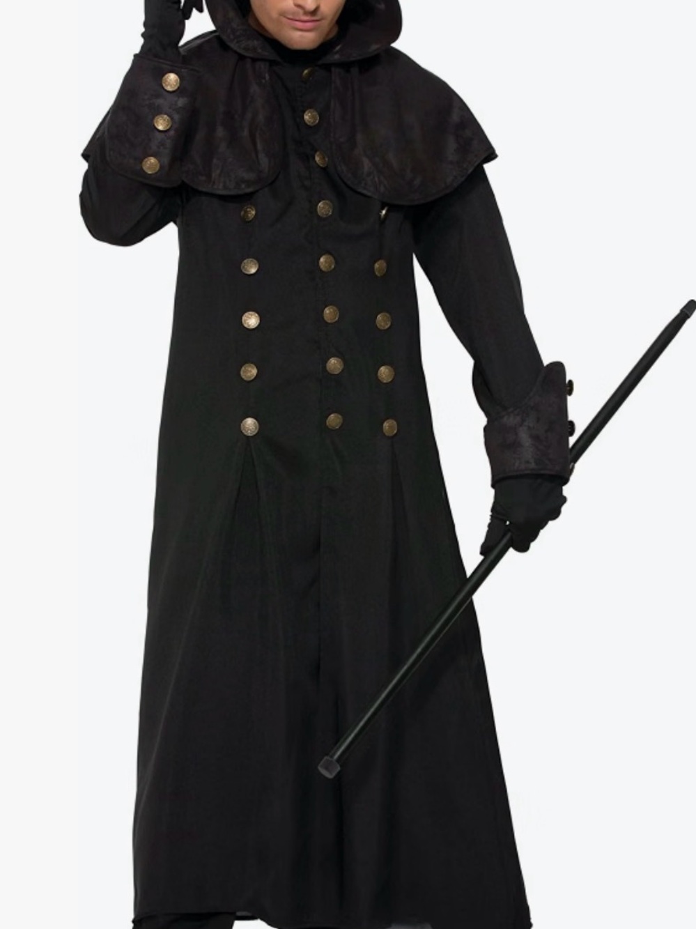 Men’s costume warlock one size L/XL Black Double-Breasted Long Coat